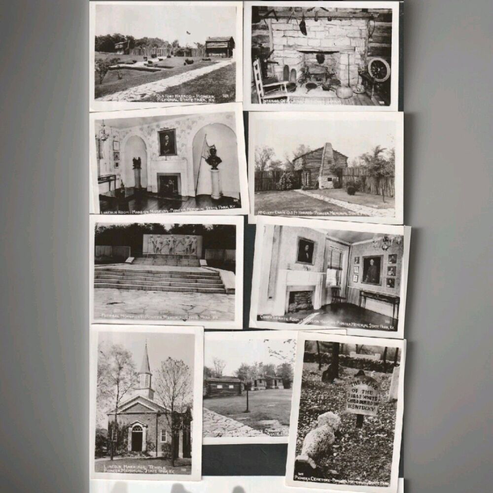 Lot/9 B&W Archival Photo Pioneer Fort Harrod Memorial Park KY Log Cabins 3.5x2.5
